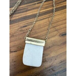 Vintage Lane Natural Genuine Translucent White Jade Jadeite Gold Tone Necklace